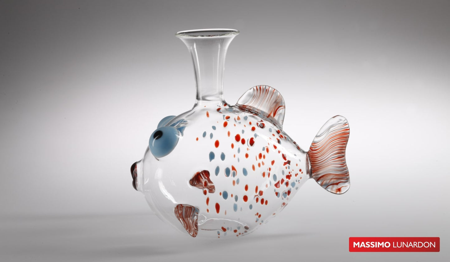 Massimo Lunardon Red and Turquoise Betta Fish Wine Decanter