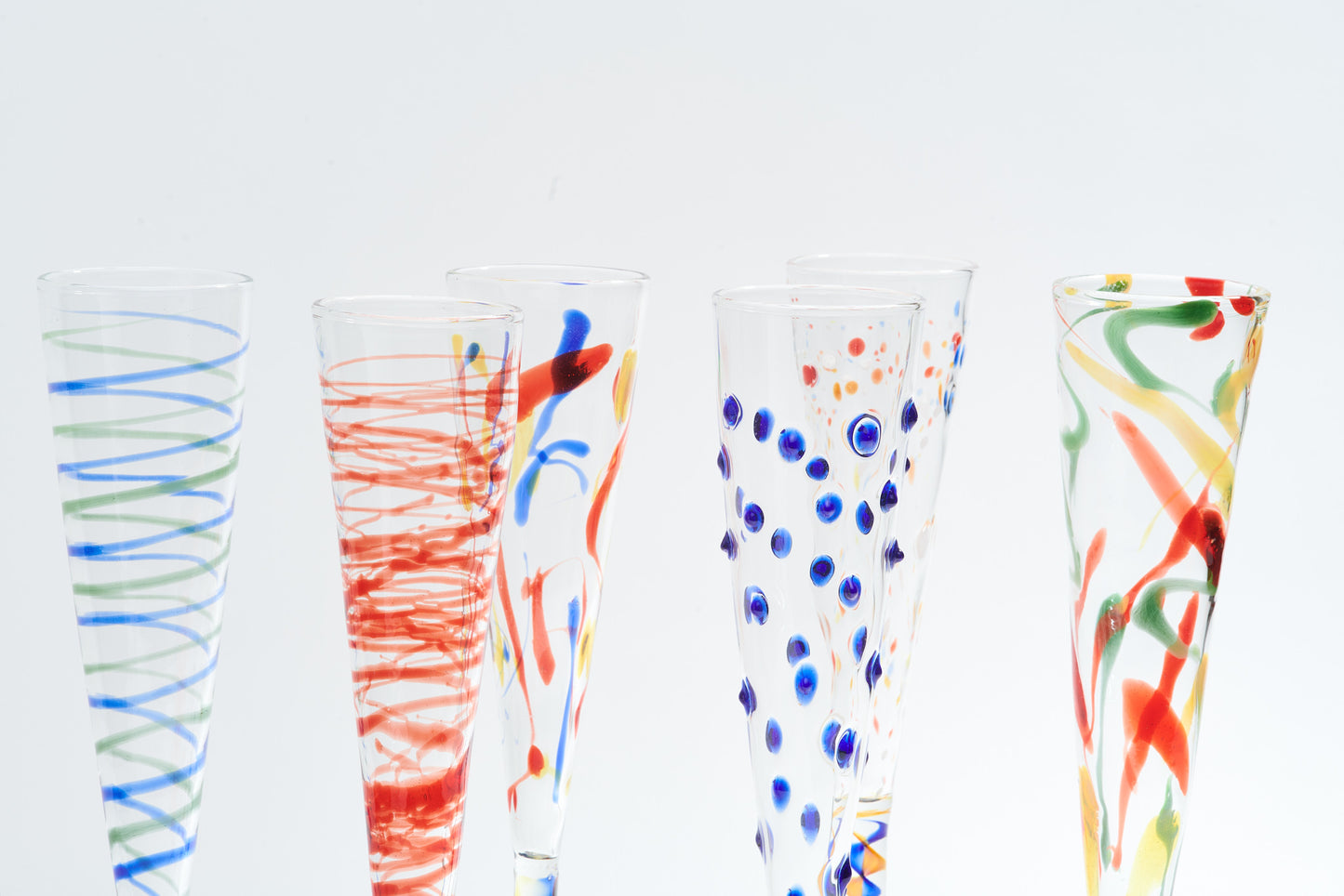 Massimo Lunardon Set of 6 Tall Champagne Flute Glasses